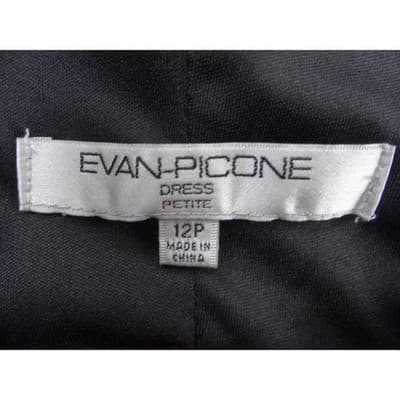 Evan-Picone Black Ruffle V-Neck Empire Waist Sleeveless Dress Petite 12P - Thumbnail 2