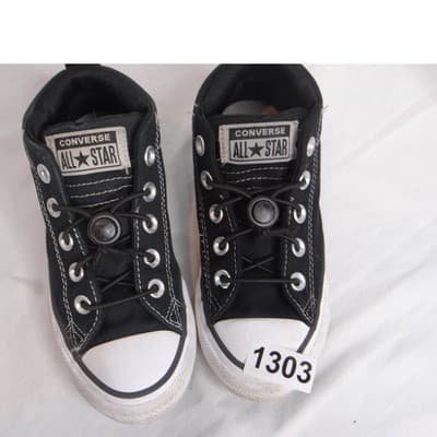 Converse Chuck Taylor All Star Mid Top Black Canvas Youth Shoes Size 13 - Thumbnail 8
