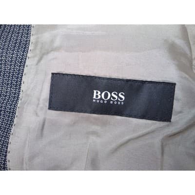 HUGO BOSS Men's Grey Check Wool Blend Blazer Sport Coat Size 42L - Thumbnail 5