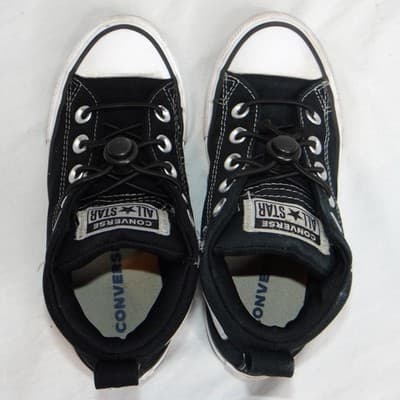 Converse Chuck Taylor All Star Mid Top Black Canvas Youth Shoes Size 13 - Thumbnail 5