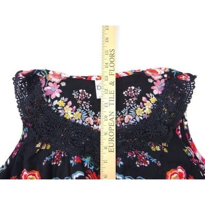 Bila Black Floral Crochet Neck Sleeveless Crop Top Womens Size M - Thumbnail 6