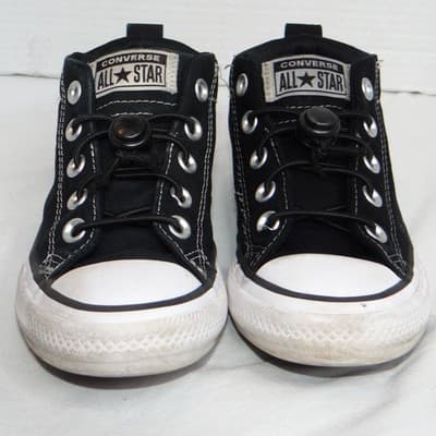 Converse Chuck Taylor All Star Mid Top Black Canvas Youth Shoes Size 13 - Thumbnail 3