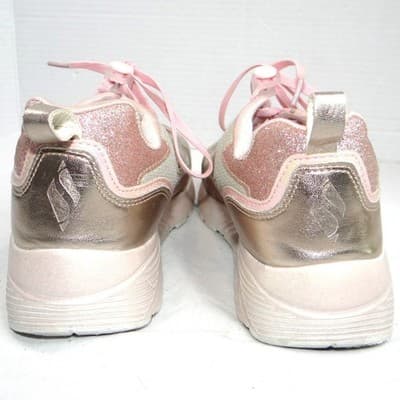 Skechers Kids Girls Sneakers Pink Gold Glitter Memory Foam Size 5 - Thumbnail 4