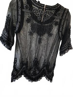 Elegant Black Beaded Top by Topshop - Thumbnail 2