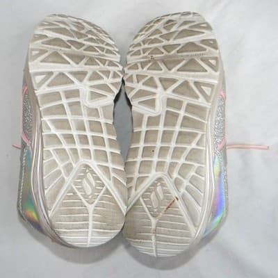 Skechers Girls Silver Holographic Glitter Rainbow Lace Up Sneakers Shoes Sz 5 US - Thumbnail 7