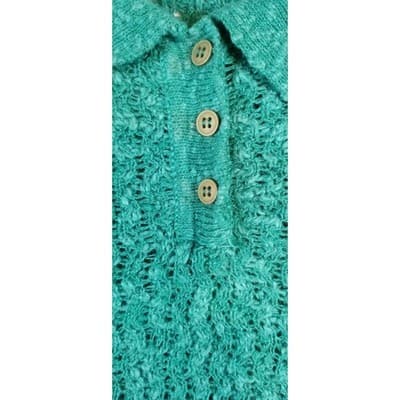 Vintage Rafaella Women's Green Textured Knit Polo Shirt Short Sleeve Size M - Thumbnail 5