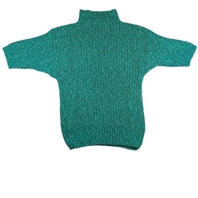 Vintage Rafaella Women's Green Textured Knit Polo Shirt Short Sleeve Size M - Thumbnail 3