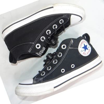 Converse Chuck Taylor All Star Mid Top Black Canvas Youth Shoes Size 13 - Thumbnail 2