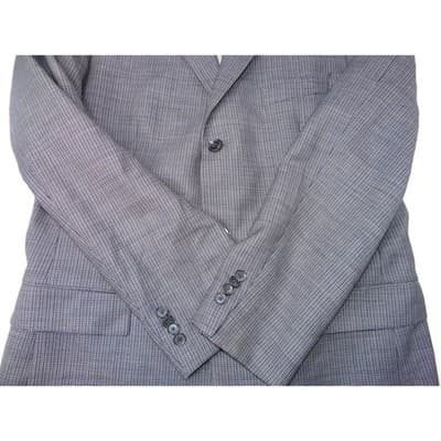 HUGO BOSS Men's Grey Check Wool Blend Blazer Sport Coat Size 42L - Thumbnail 2