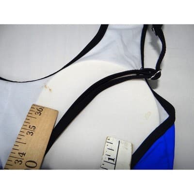 Blue Cage Cutout One Piece Swimsuit Strappy Monokini Black Trim Large - Thumbnail 7