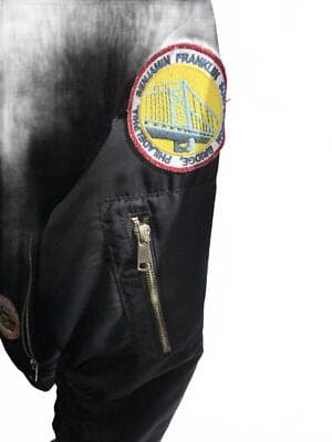 TOPSHOP Stylish Black Bomber Jacket with Patches - Thumbnail 3
