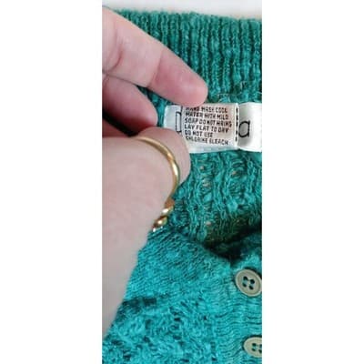 Vintage Rafaella Women's Green Textured Knit Polo Shirt Short Sleeve Size M - Thumbnail 4