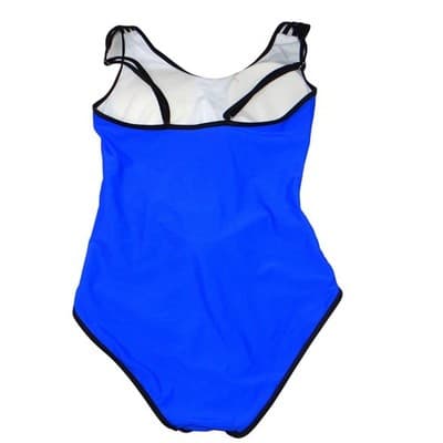 Blue Cage Cutout One Piece Swimsuit Strappy Monokini Black Trim Large - Thumbnail 3