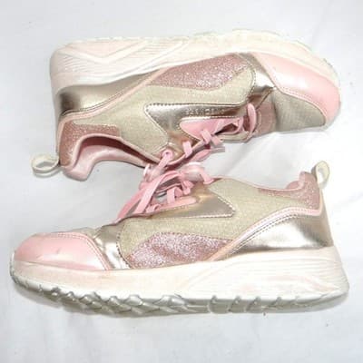Skechers Kids Girls Sneakers Pink Gold Glitter Memory Foam Size 5 - Thumbnail 2