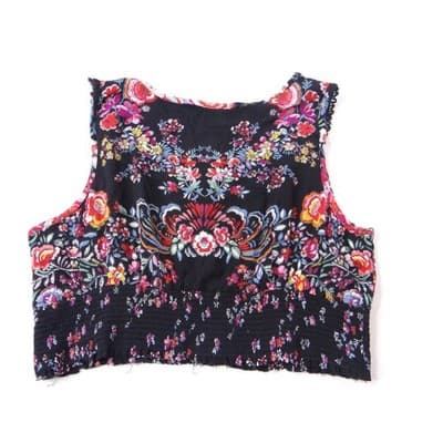 Bila Black Floral Crochet Neck Sleeveless Crop Top Womens Size M - Thumbnail 4