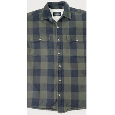 RedHead Sherpa Lined Flannel Shirt Jacket Mens Green Black Plaid Workwear - Thumbnail 3