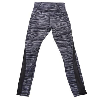 Lululemon High Rise Space Dye Mesh Panel Leggings Black Grey White Size 6 - Thumbnail 3