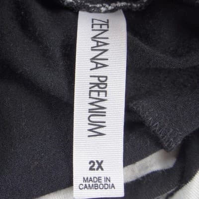 Vintage Venana Premium Womens 2X Black Striped Cowl Neck Long Sleeve Tunic Top - Thumbnail 2
