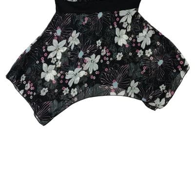 Y2k Black Floral Print Tank Flowy Handkerchief Hem Tank Top Women's Size Small - Thumbnail 7