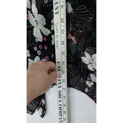 Y2k Black Floral Print Tank Flowy Handkerchief Hem Tank Top Women's Size Small - Thumbnail 10