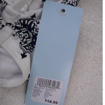 NWT-Rue Bleu by rue21 Women 1X High Waisted Bikini Bottoms Blue Medallion Tile - Thumbnail 4