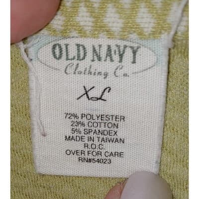 1995-97 Vintage Old Navy Womens XL Textured Diamond Weave Short Sleeve Button Up - Thumbnail 2