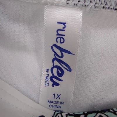 NWT-Rue Bleu by rue21 Women 1X High Waisted Bikini Bottoms Blue Medallion Tile - Thumbnail 2