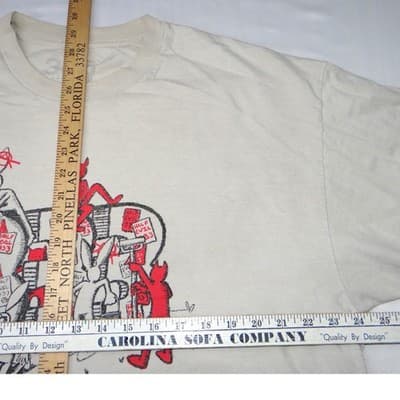 Half Evil 333 Mens Graphic T-Shirt Cream Off-White Devils Rabbits Streetwear XL - Thumbnail 13
