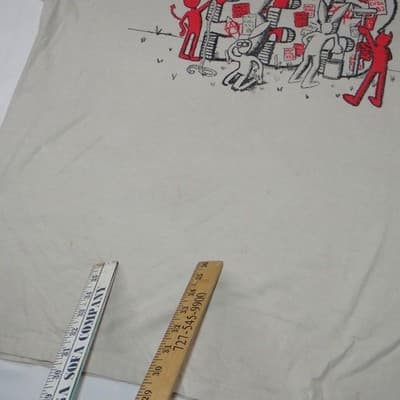 Half Evil 333 Mens Graphic T-Shirt Cream Off-White Devils Rabbits Streetwear XL - Thumbnail 5