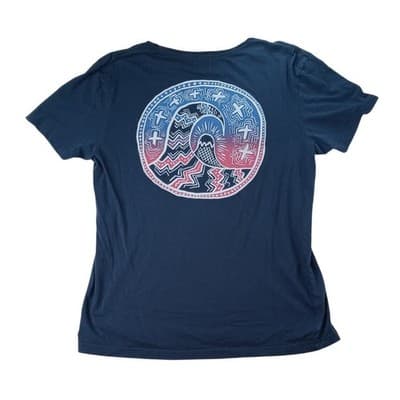 Quiksilver Women's Navy Blue Graphic T-Shirt Surf Wave Logo Size L - Thumbnail 4