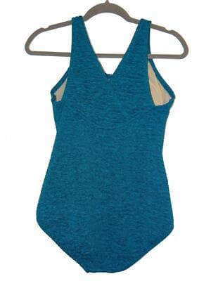 Stylish Blue One-Piece Swimsuit with Crossback - Thumbnail 3