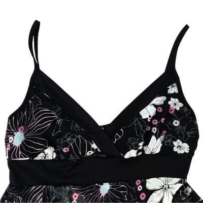 Y2k Black Floral Print Tank Flowy Handkerchief Hem Tank Top Women's Size Small - Thumbnail 6