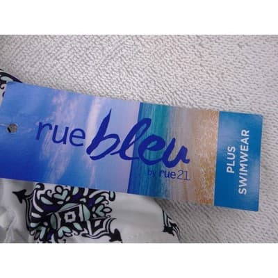 NWT-Rue Bleu by rue21 Women 1X High Waisted Bikini Bottoms Blue Medallion Tile - Thumbnail 3
