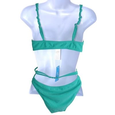 NWT-Cupshe Teal Green Ring Detail Braided Wrap Bikini Set Size M - Thumbnail 3