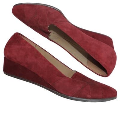Easy Spirit Womens Burgundy Suede Wedge Heels Shoes Size 9