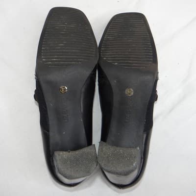 Liz Baker Black Leather Ankle Booties Block Heel Buckle Slip On Women 7.5 M B - Thumbnail 6