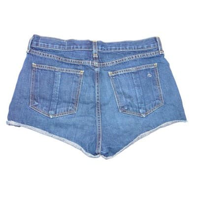 Rag & Bone JEAN Dark Wash Raw Hem Cut-Off Denim Shorts Size 28 Blue - Thumbnail 3