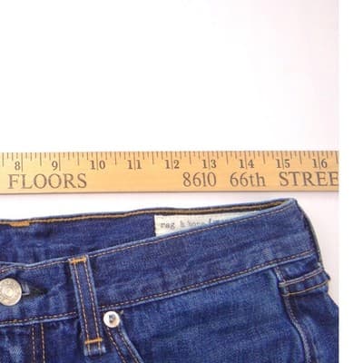 Rag & Bone JEAN Dark Wash Raw Hem Cut-Off Denim Shorts Size 28 Blue - Thumbnail 4