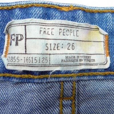 Free People Embroidered Rose Studded Distressed Denim Mini Skirt Blue Size 26 - Thumbnail 2