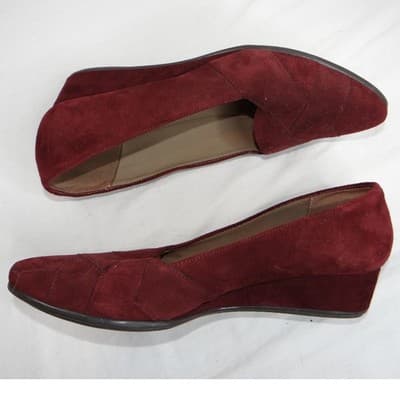 Easy Spirit Womens Burgundy Suede Wedge Heels Shoes Size 9 - Thumbnail 2