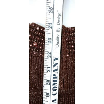 23rd Street Brown Metallic Beaded Mock Neck Long Sleeve Sweater Top Women's Med - Thumbnail 7
