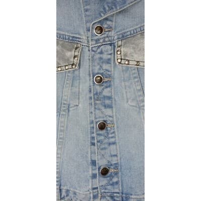 PARASUCO Womens M/M Blue Denim Eagle Patch Sleeveless Vest Jacket - Thumbnail 2
