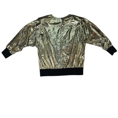 MAYCENE Gold Paisley Metallic Blouse Top Long Sleeve Size Large - Thumbnail 2