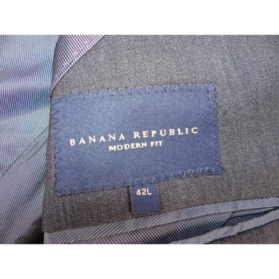 Banana Republic Modern Fit 42L Charcoal Grey Wool Blend Suit Jacket Blazer - Thumbnail 4
