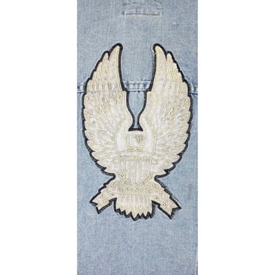 PARASUCO Womens M/M Blue Denim Eagle Patch Sleeveless Vest Jacket - Thumbnail 7