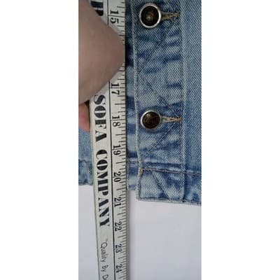 PARASUCO Womens M/M Blue Denim Eagle Patch Sleeveless Vest Jacket - Thumbnail 10