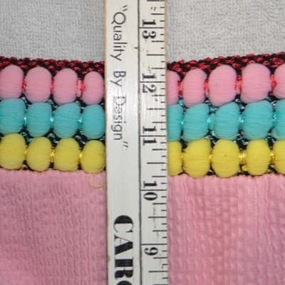 Pink Smocked One Shoulder Pom Pom Bikini Set Medium Seersucker 2 Piece Swimsuit - Thumbnail 11