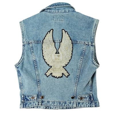PARASUCO Womens M/M Blue Denim Eagle Patch Sleeveless Vest Jacket - Thumbnail 6