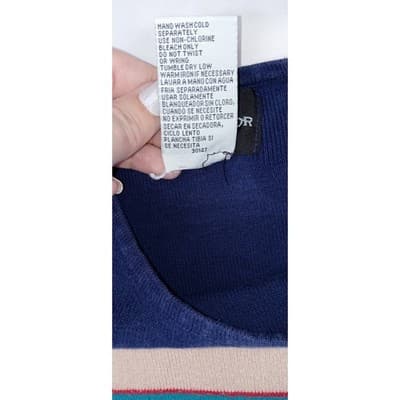 Vintage Sag Harbor Striped Sleeveless Knit Vest Top Navy Red Teal Cream Medium - Thumbnail 3