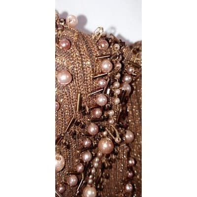 23rd Street Brown Metallic Beaded Mock Neck Long Sleeve Sweater Top Women's Med - Thumbnail 9